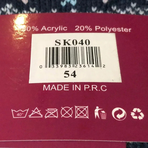 Hongling Thermal Fleece Lined Slipper Socks w Silicone Grip Dots Blu Wht Pnk NWT - Picture 9 of 12